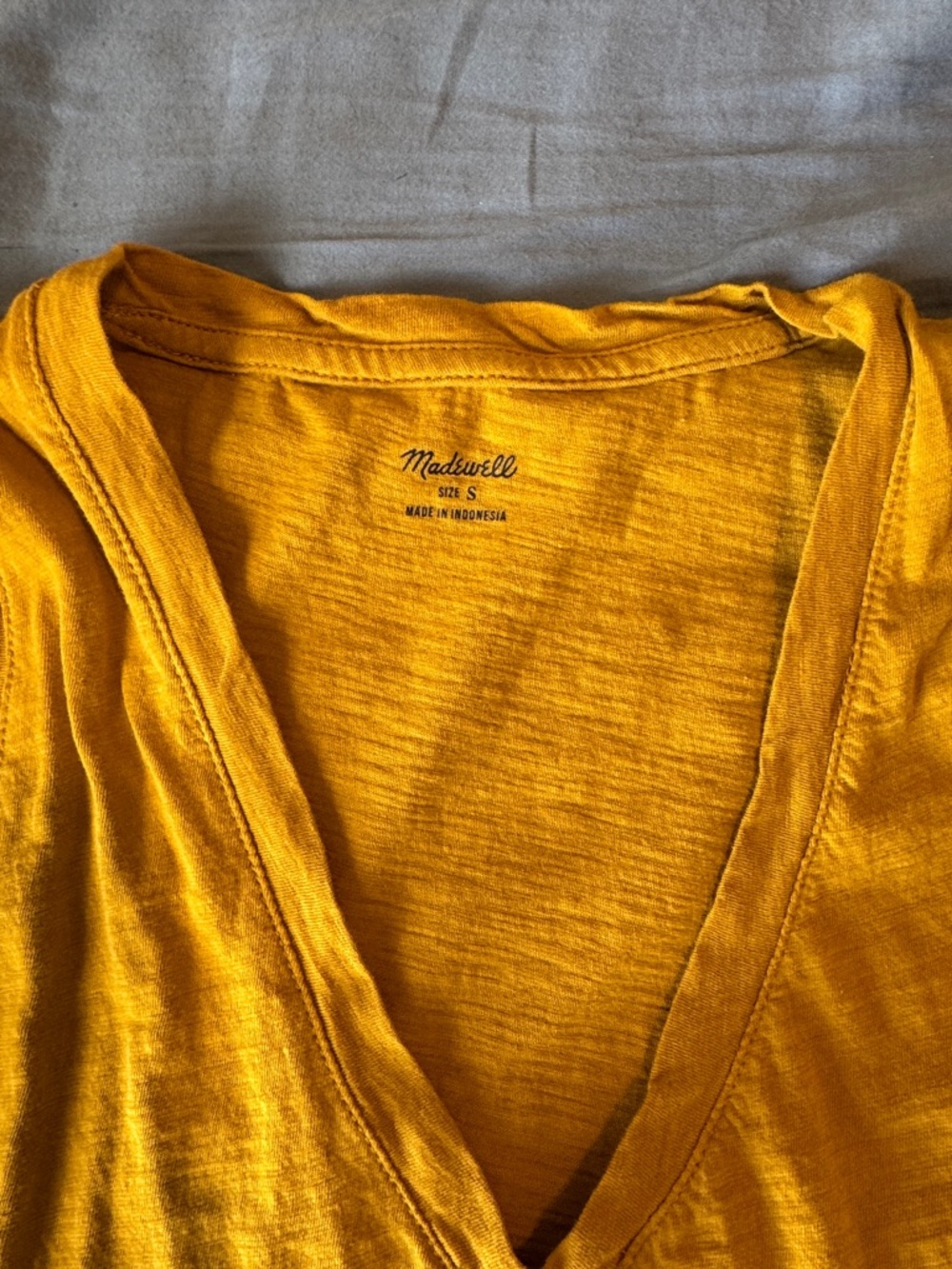 Madewell V-Neck Sleeveless Tank Top in Mustard Yellow - Picture 2 of 2